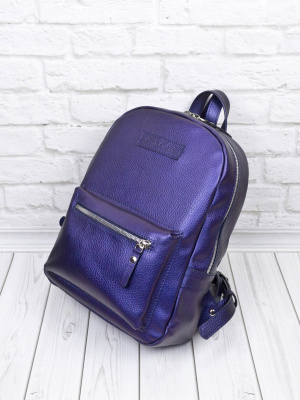 Женский кожаный рюкзак Anzolla Premium blue chameleon Carlo Gattini