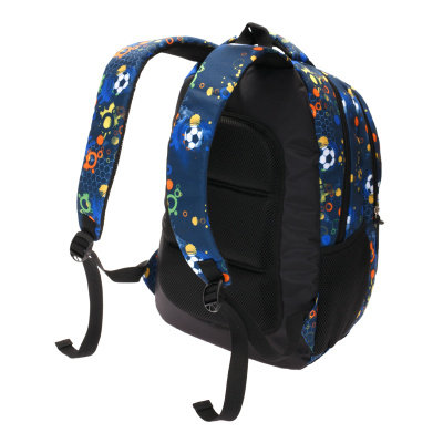 Рюкзак TORBER CLASS X, черно-синий с рисунком "Мячики"