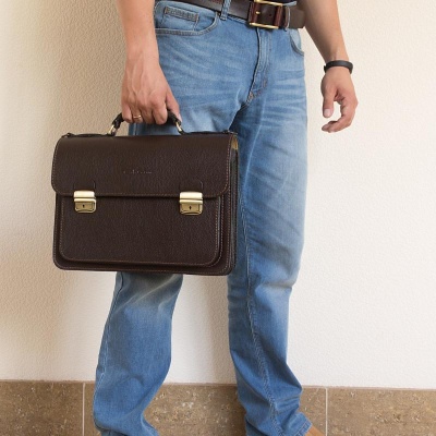 Кожаный портфель, темно-коричневый Carlo Gattini