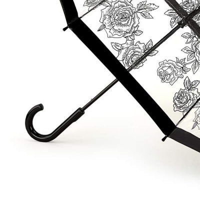 Зонт женский трость (Черные розы) Fulton