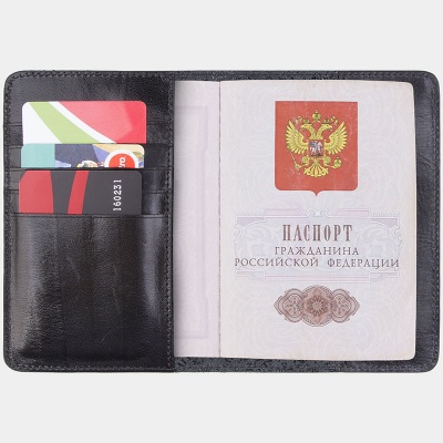 Обложка для паспорта с росписью, черная Alexander TS