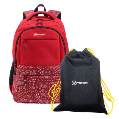 Рюкзак TORBER CLASS X, красный с орнаментом