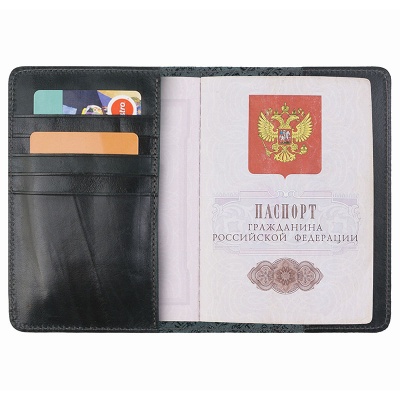 Обложка для паспорта с росписью, зеленая Alexander TS