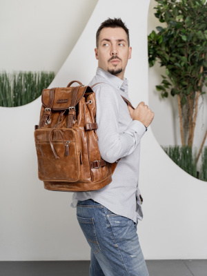 Кожаный рюкзак, коньяк/коричневый Carlo Gattini