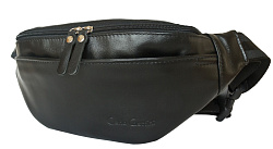 Кожаная поясная сумка, черная Carlo Gattini