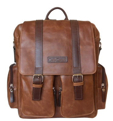 Кожаный рюкзак-сумка, коньяк/коричневая Carlo Gattini