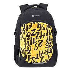 Рюкзак TORBER CLASS X, черно-желтый с принтом "Буквы"