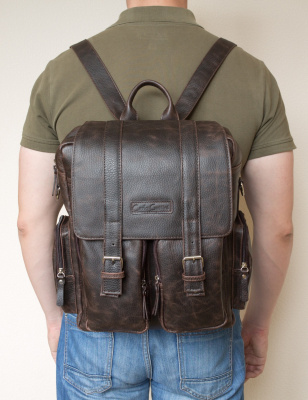 Кожаный рюкзак-сумка, коричневая Carlo Gattini