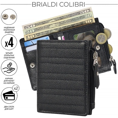 Компактный мужской кошелек BRIALDI Colibri (Колибри) relief black