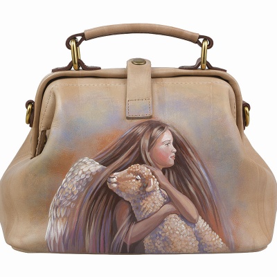 Женская сумка-саквояж с росписью, бежевая Alexander TS
