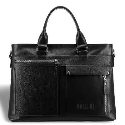 Деловая сумка Slim-формата для документов Bresso (Брессо) relief black Brialdi