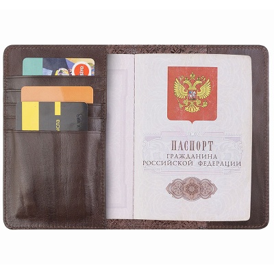 Обложка для паспорта с росписью, коричневая Alexander TS