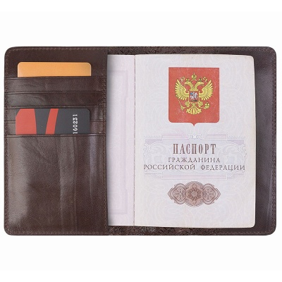 Обложка для паспорта с росписью, коричневая Alexander TS