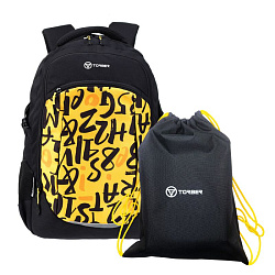 Рюкзак TORBER CLASS X, черно-желтый с принтом