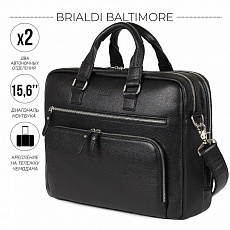 Мужская деловая сумка с 23 карманами и отделами Baltimore (Балтимор) relief black Brialdi