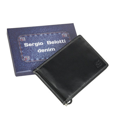 Портмоне с зажимом, черное Sergio Belotti
