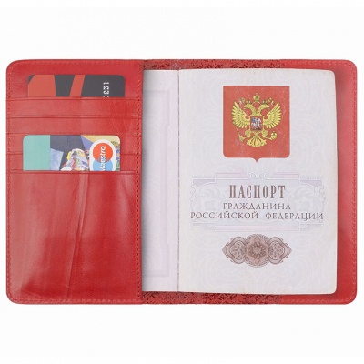 Обложка для паспорта с росписью, красная Alexander TS