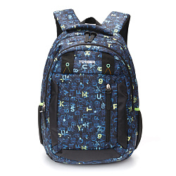 Рюкзак TORBER CLASS X, темно-синий с рисунком "Буквы"