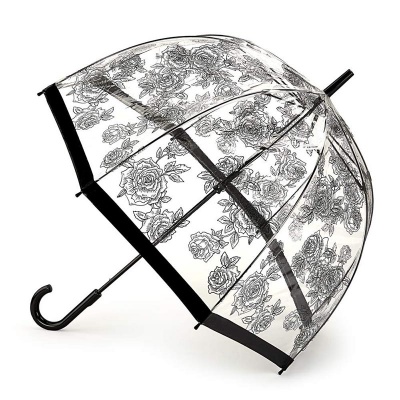 Зонт женский трость (Черные розы) Fulton